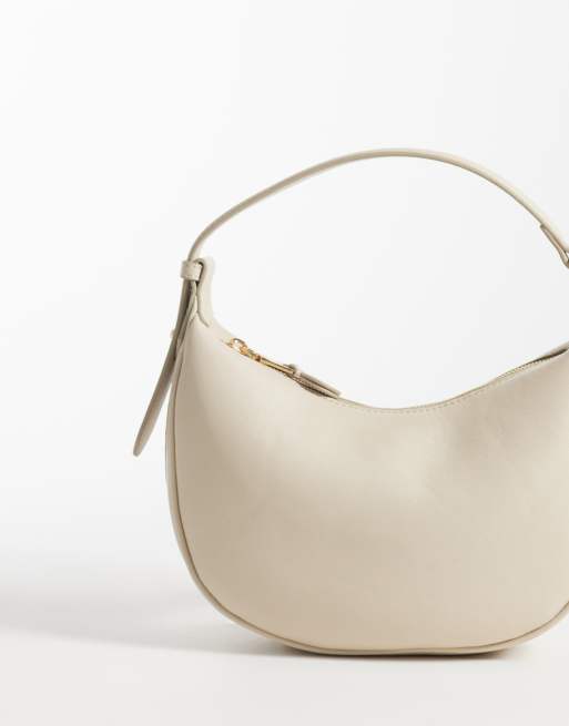 Mango – Halbmondförmige Handtasche aus Kunstleder in Beige, 4 von 4