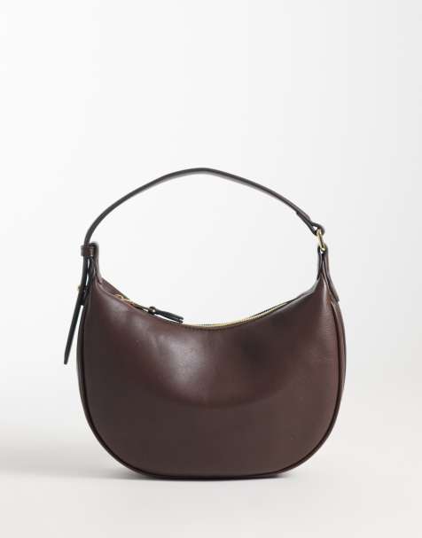 Mango – Halbmondförmige Handtasche aus Kunstleder in Braun - view 1