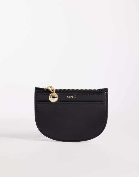 Mango half moon coin purse in black - view 1