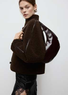 Mango Medium Oval Faux Leather Shoulder Bag In Brown