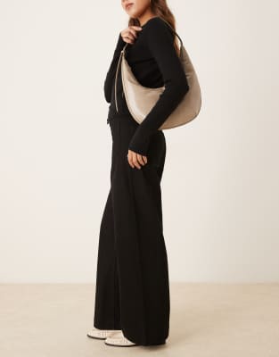 Mango Half Moon Shoulder Bag In Neutral