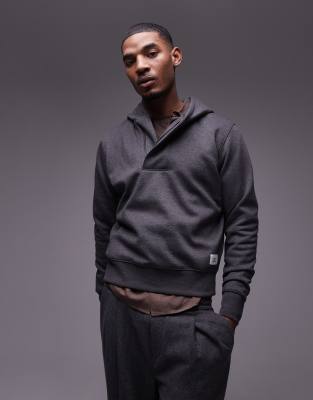 Mango half zip hoodie in charcoal - view 1