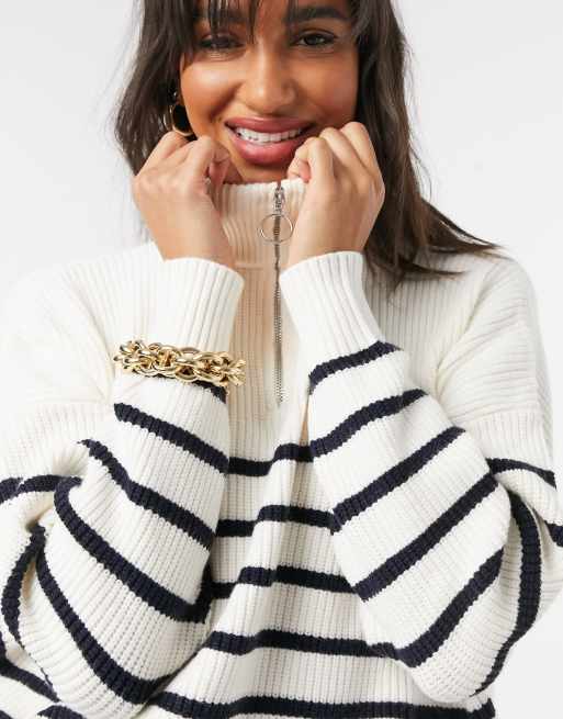 Mango knit striped clearance sweater