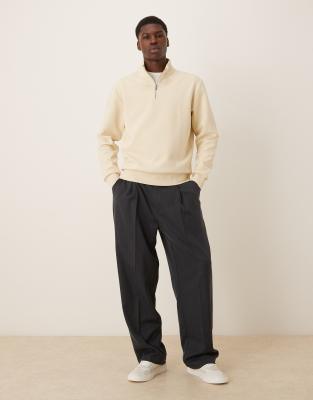 Mango Half Zip Sweatshirt In Neutral