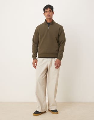Mango Half Zip Sweatshirt In Green