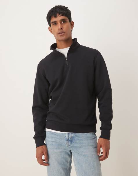 Mango half zip sweatshirt in navy - view 1