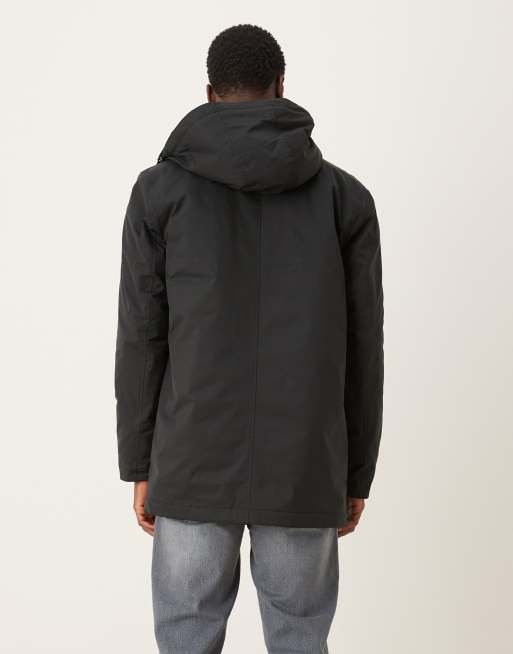 Mango - Halflange parka met capuchon in zwart, 3 van 5
