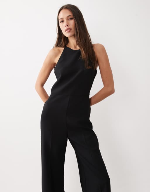 Mango halterneck backless jumpsuit in black, 2 of 4