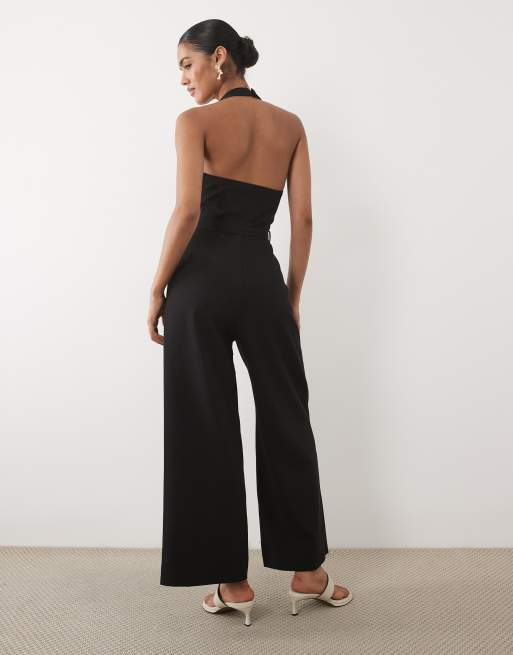 Mango halterneck jumpsuit in black, 4 of 4