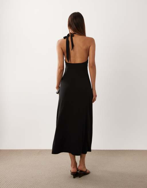 Mango halterneck midi-klänning i svart, 4 av 4