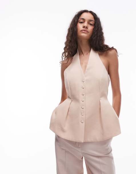 Mango halterneck vest in pale pink - part of a set - view 1