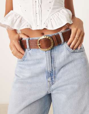 Mango Hammer Detail Buckle Belt