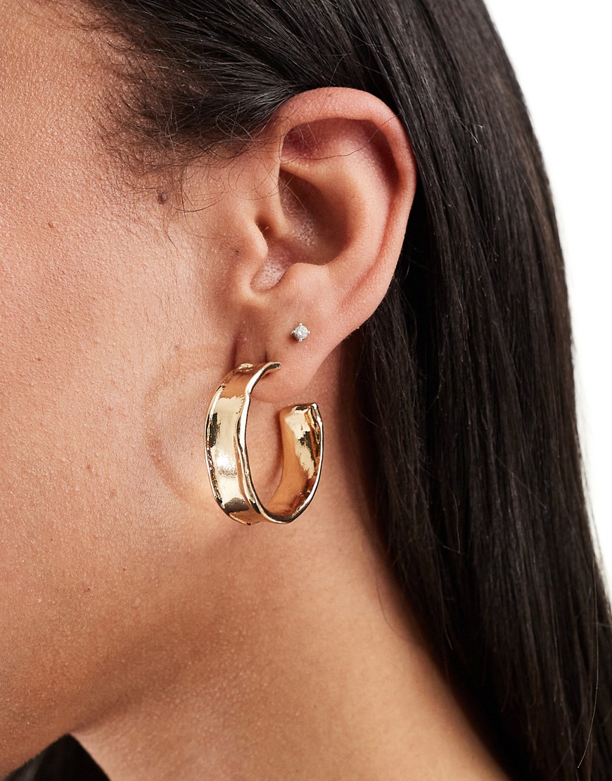 Mango hammered hoop earrings in gold