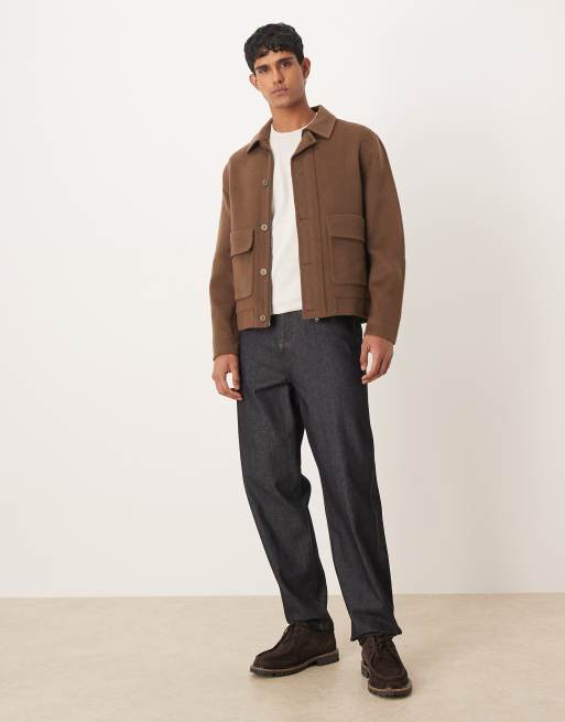 Mango handmade wool mix casual jacket in brown, 2 of 5