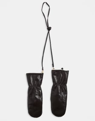 Mango - Handschuhe aus Leder in Tiefbraun mit Kunstpelz-Futter-Brown