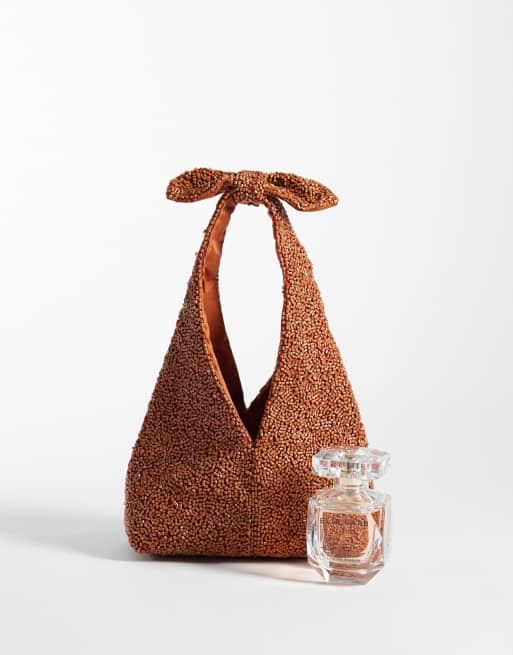 Mango handtas met knoopdetail en kralen in diep rood, 2 van 4
