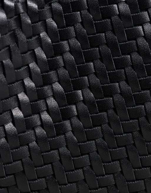 Mango – Handtasche aus gewebtem Kunstleder in Schwarz, 3 von 4