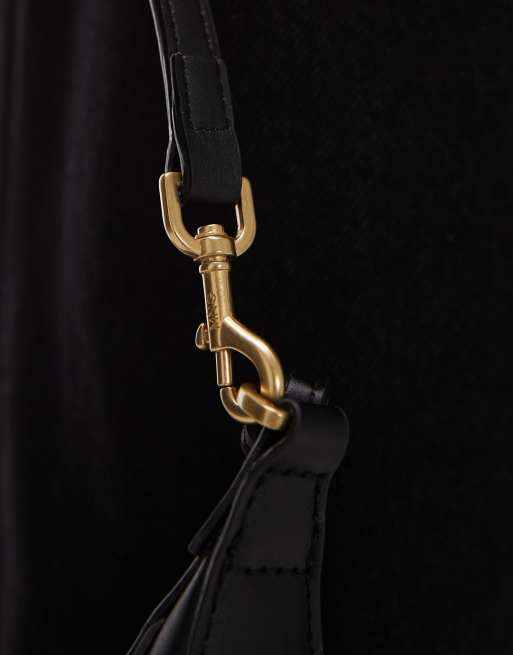 Mango – Handtasche in Schwarz mit goldenem Verschluss, 2 von 4