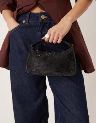 Mango - Handtasche in Schwarz mit Strassbesatz