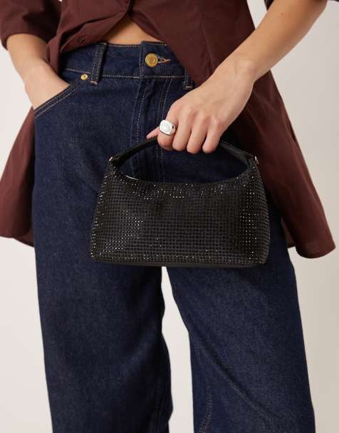 Mango – Handtasche in Schwarz mit Strassbesatz - view 1