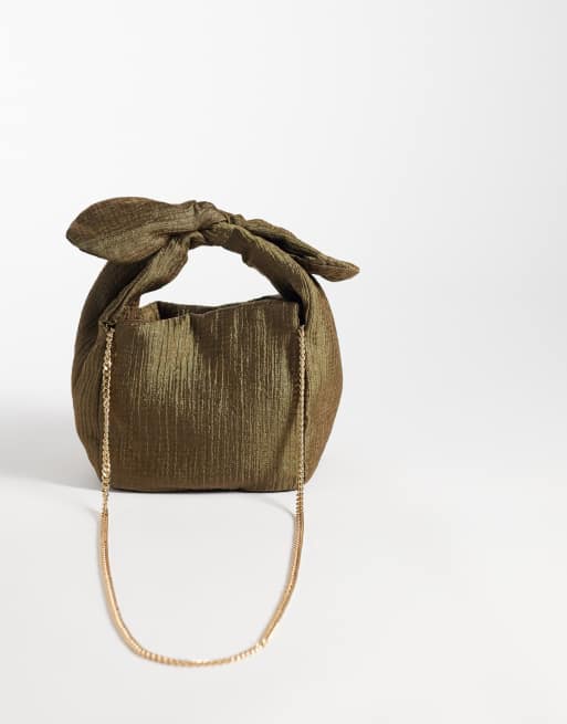 Mango Handtasche mit Bindedetail in Moosgrün, 4 von 4