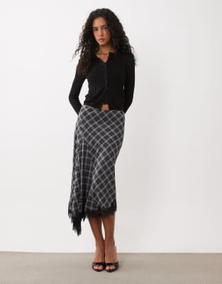 Mango Hanky Hem Midi Skirt In Black