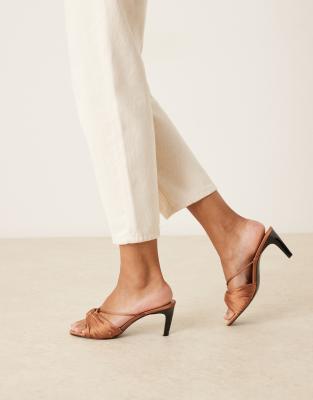Mango Hardware Detail Slingback Heeled Sandals In Orange