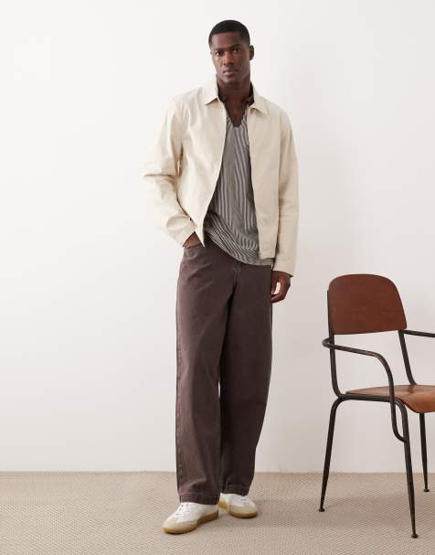 Mango - Harrington jack van katoenmix met rits in beige - view 1