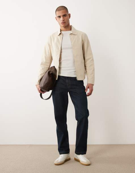 Mango – Harrington-Jacke aus Baumwollmix in Beige mit Reißverschluss - view 1