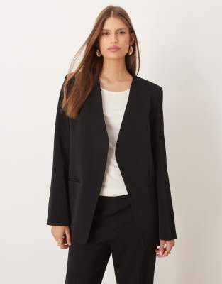 Mango - Harry - Eleganter, kragenloser Blazer in Schwarz, Kombiteil