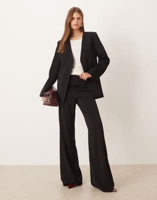 Mango Long Jumpsuit With Combined Design Black In Black