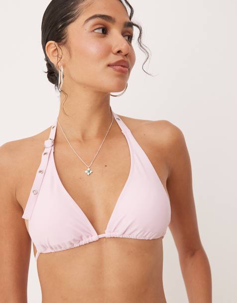 Mango - Haut de bikini noué autour du cou avec clous - Rose pâle - view 1