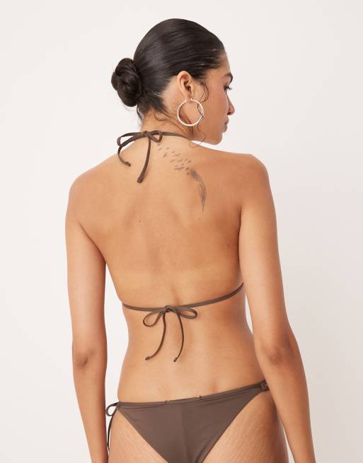 Mango - Haut de bikini triangle à clous - Chocolat, 4 de 4