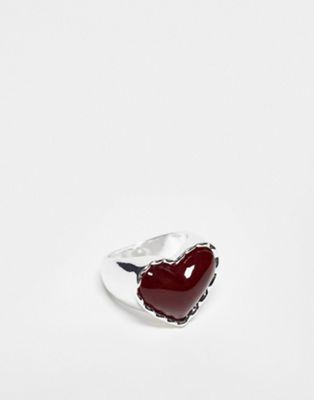 Mango heart ring in red and gold