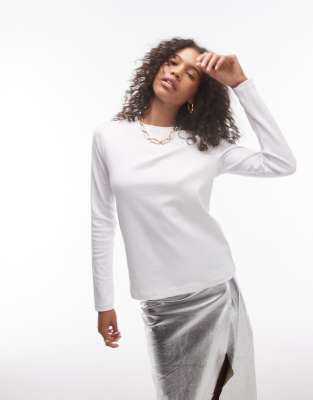 heavyweight cotton long sleeve t-shirt in white