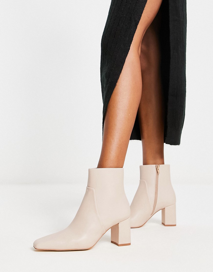 Mango heeled ankle boot in cream-White