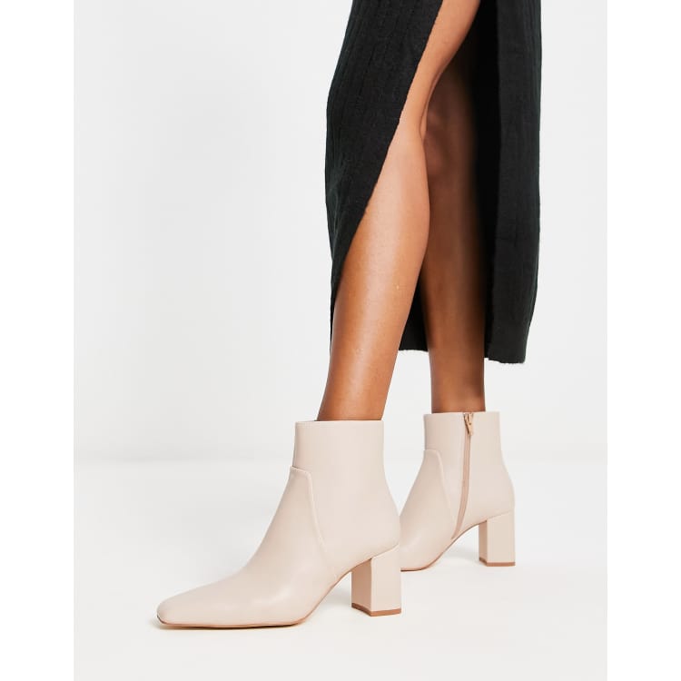 Mango heeled ankle boot in cream ASOS