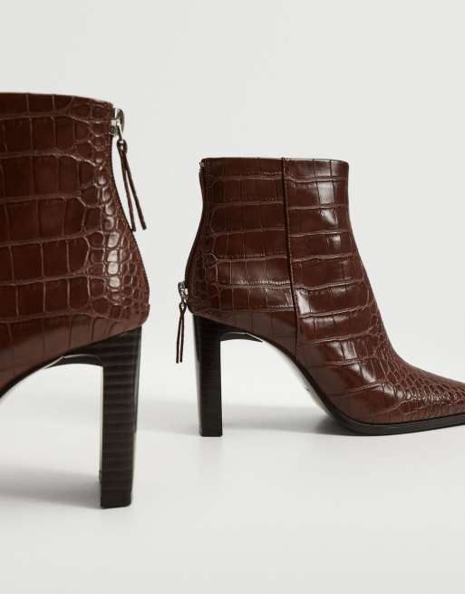 Brown crocodile store ankle boots