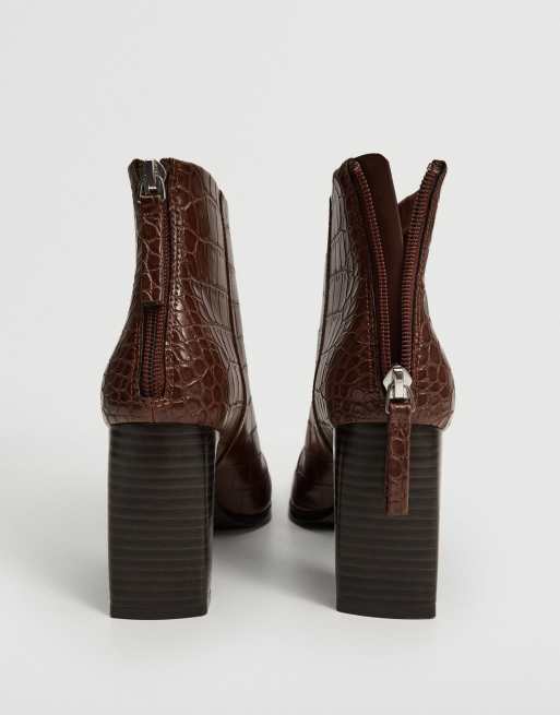 Boots croco marron hot sale