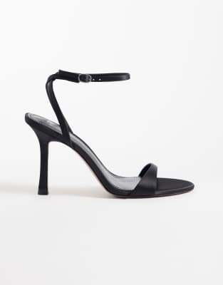 Mango Heeled Classic Sandals With Ankle Tie In Black