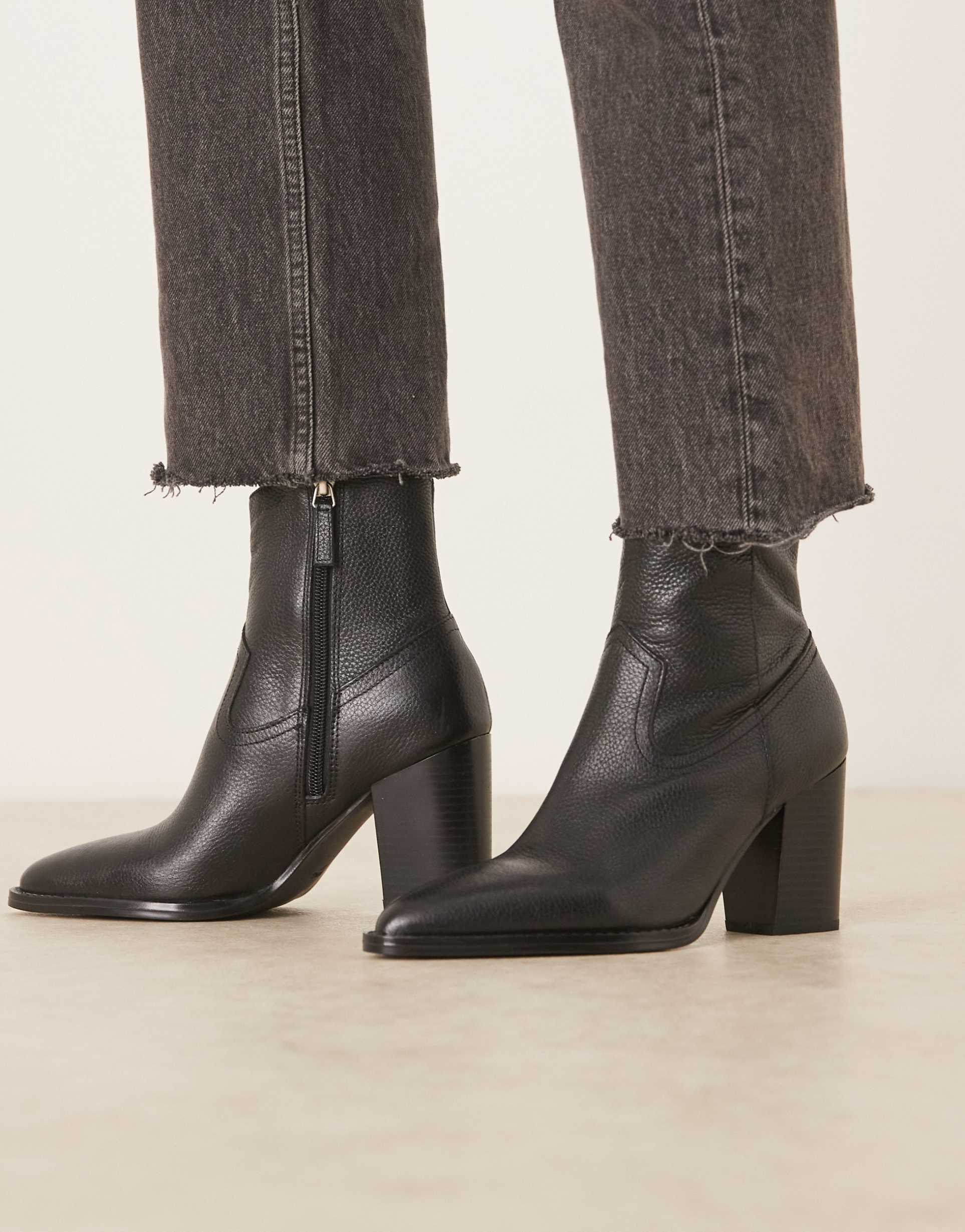 mango heeled cowboy ankle boots in black