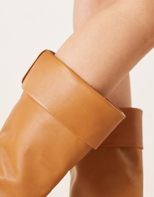 Mango heeled knee boots in brown, 4 of 4