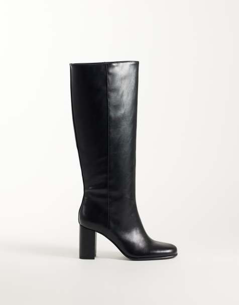 Mango heeled knee high boot in black  - view 1