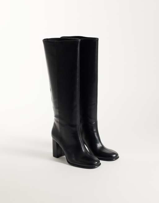 Mango heeled knee high boot in black , 2 of 4