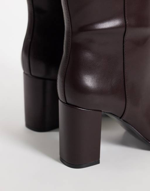 Mango heeled knee high boot in burgundy , 2 of 4