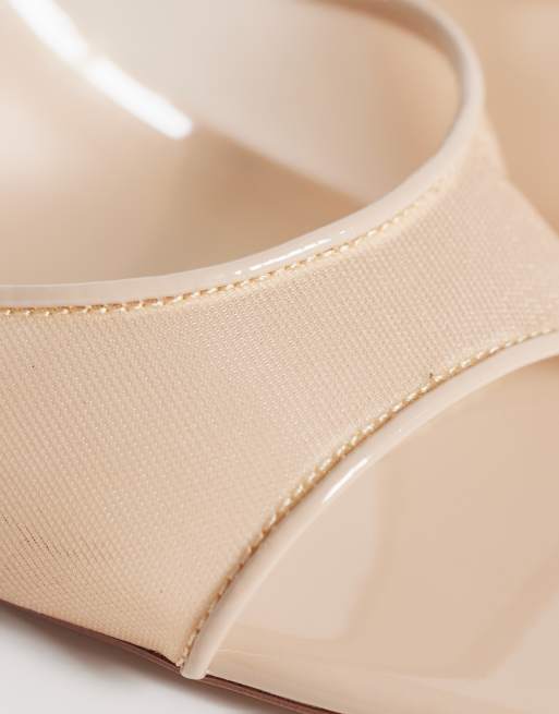 Mango heeled mesh sandals in pale pink, 3 of 4