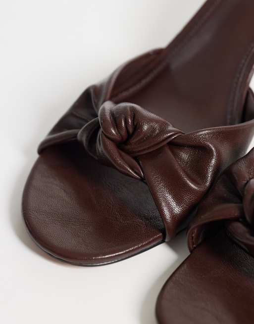  Mango heeled mule with knot detail in brown , 2 of 4