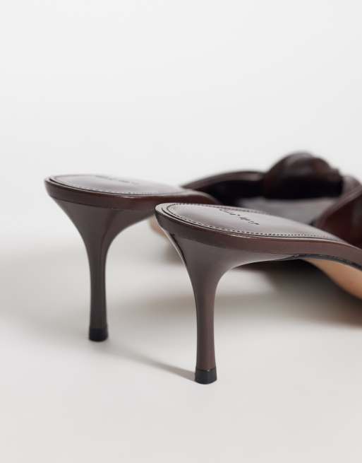  Mango heeled mule with knot detail in brown , 4 of 4