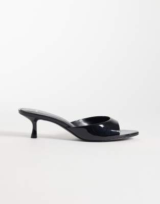 Mango Heeled Mules In Black