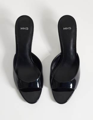 Mango Heeled Mules In Black
